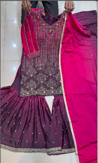 Party Wear Zardozi Gharara | Luxury Handcrafted Festive Dress