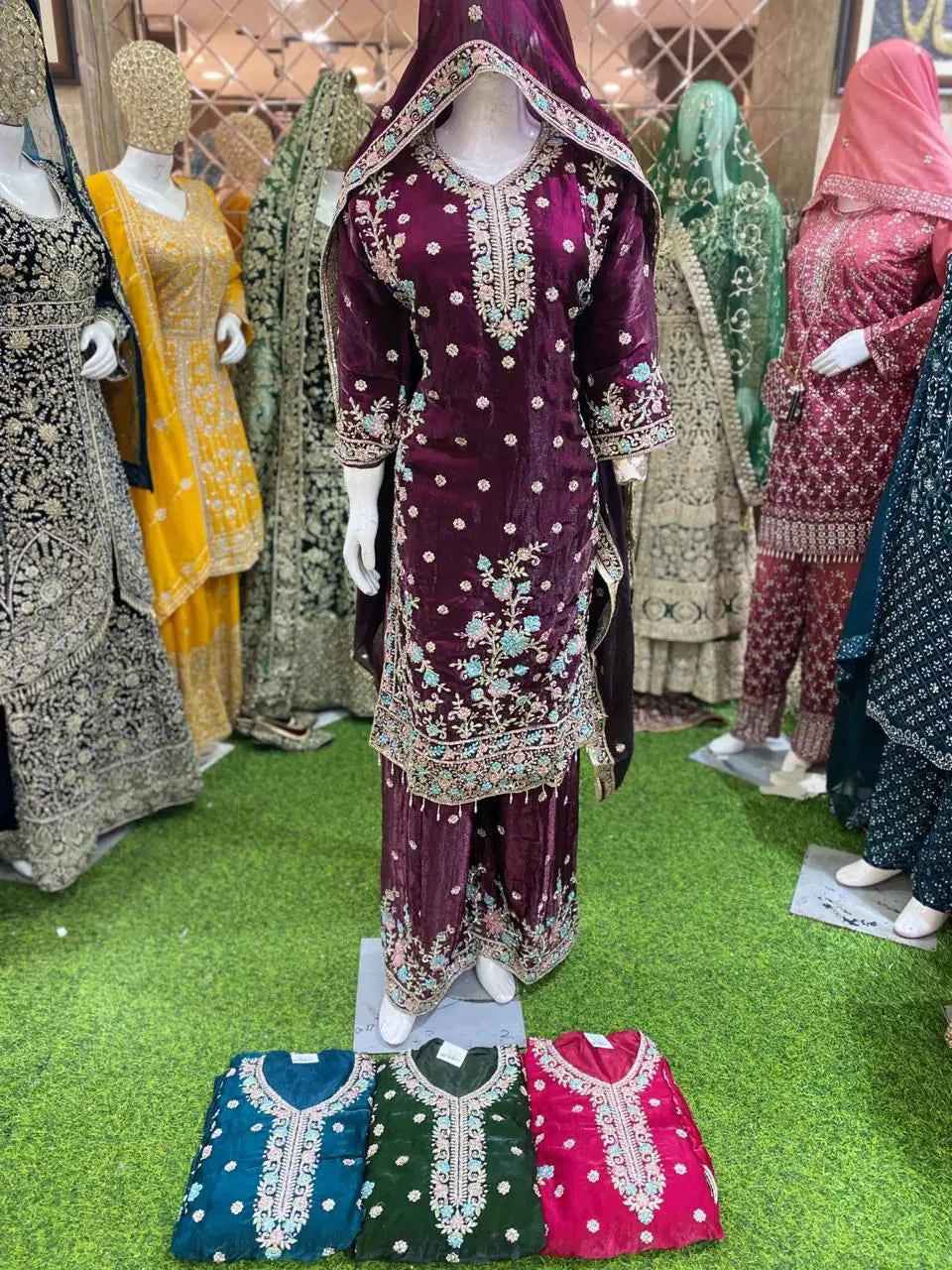 WINE COLOUR LONG SHIRT WITH PAKISTANI PANT