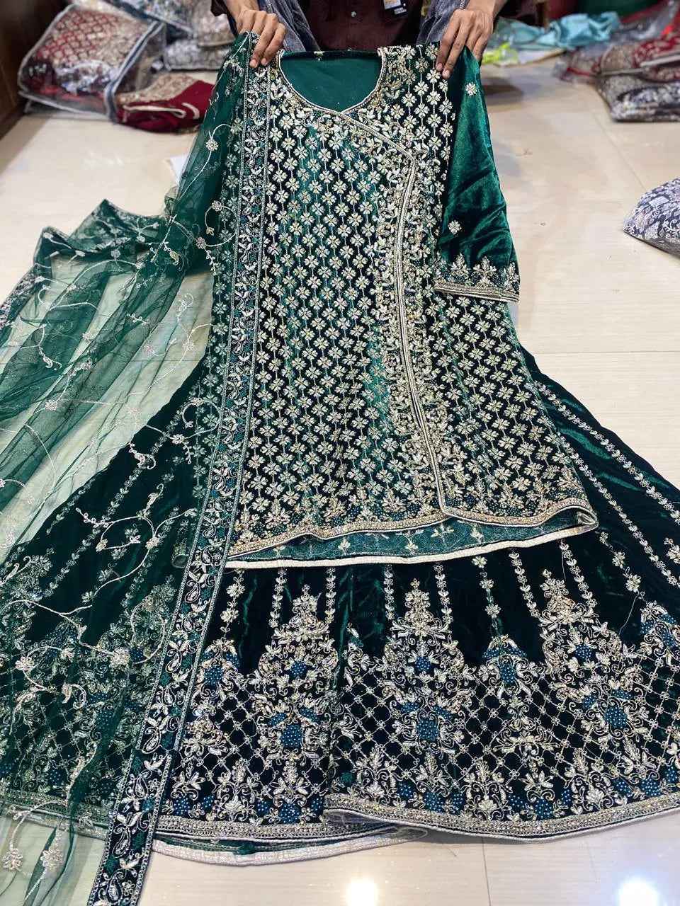 Partywear thread work zari work and stone work embellished designs Semi-Stitched 👗