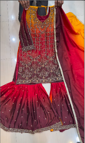 Party Wear Zardozi Gharara | Luxury Handcrafted Festive Dress