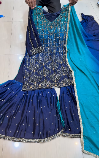 Party Wear Zardozi Gharara | Luxury Handcrafted Festive Dress