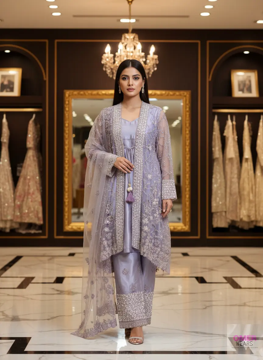 ✨ Elegant Shrug Alina Cut Party Wear with Pant