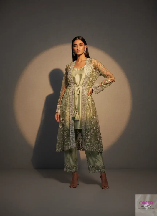 ✨ Elegant Shrug Alina Cut Party Wear with Pant