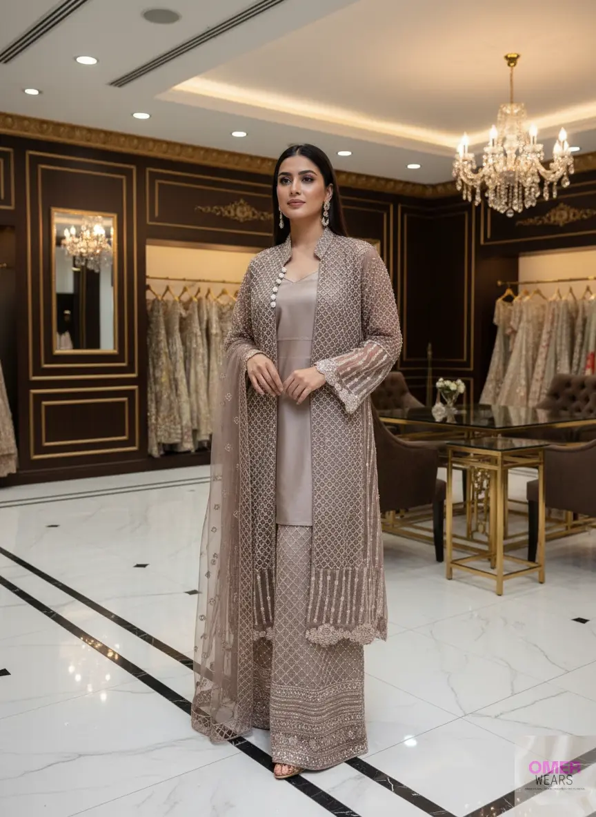 ✨ Elegant Shrug Alina Cut Party Wear with Pant