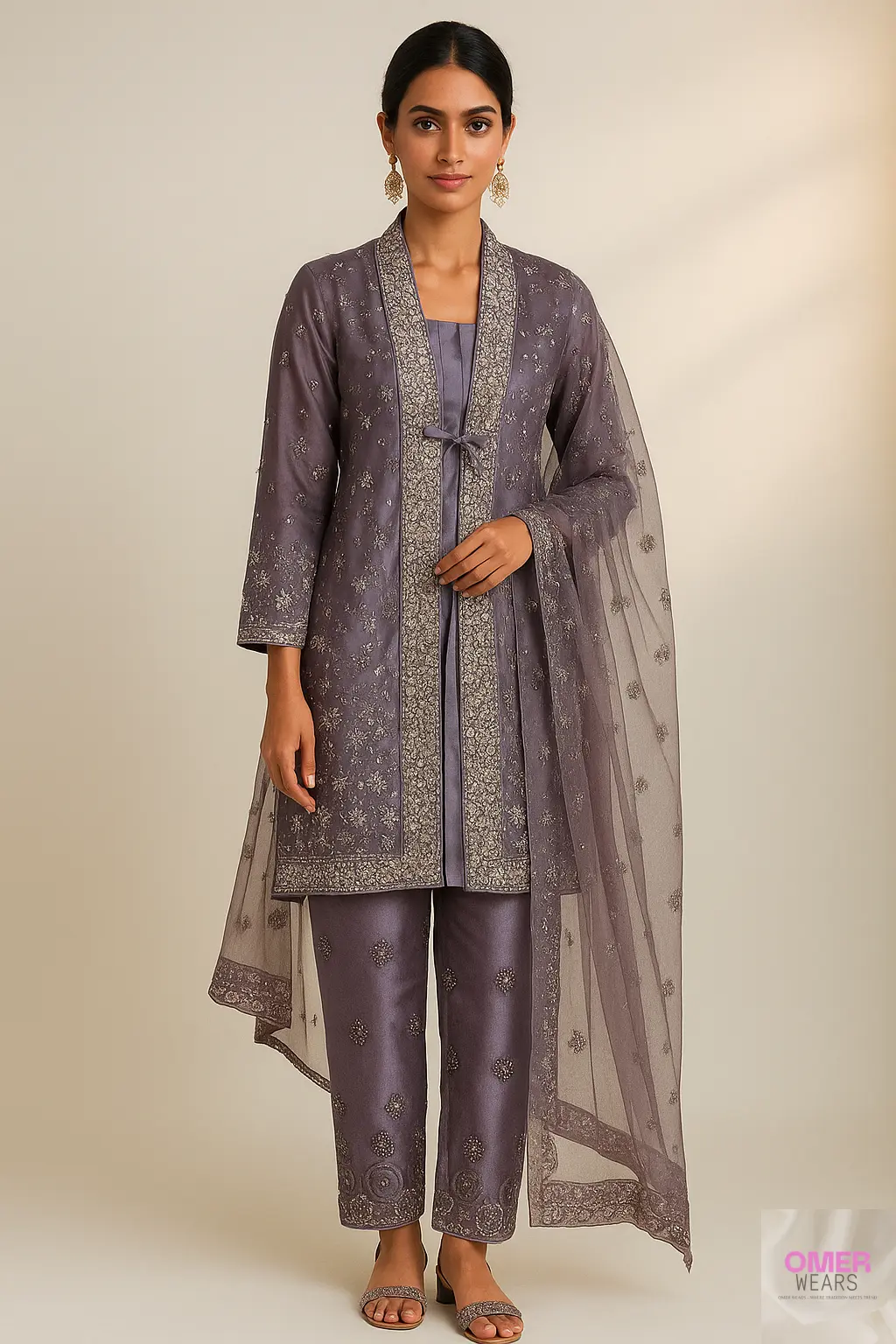 ✨ Elegant Shrug Alina Cut Party Wear with Pant