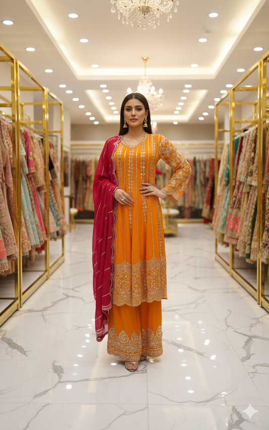 Orange Flared Russian Palazzo – Bold Elegance & Flow