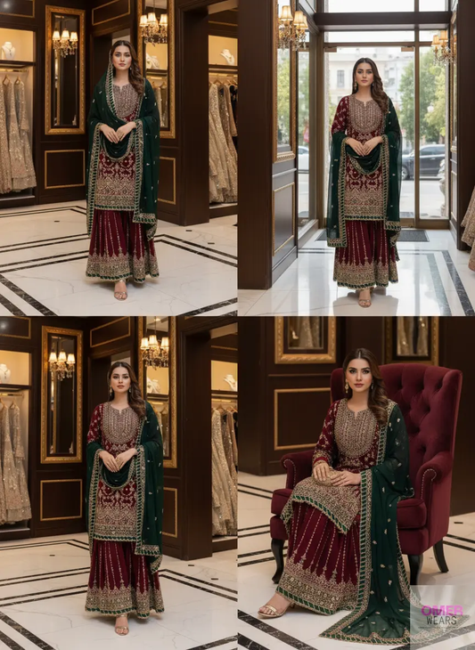 Traditional Pakistani Bridal Suit with Dupatta for Weddings & Parties ✨
