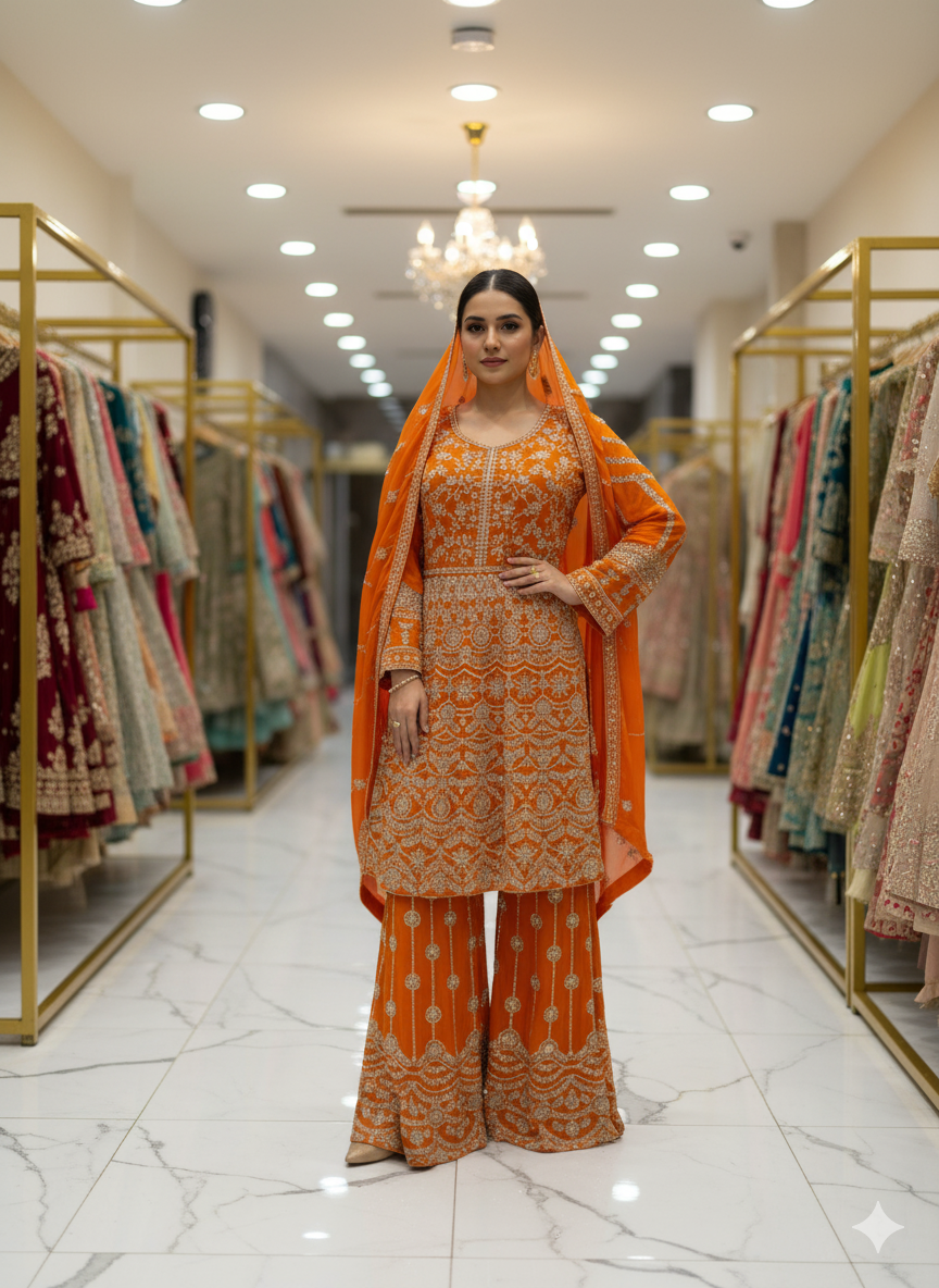 Orange Flared Russian Palazzo 2 –bold and elegant