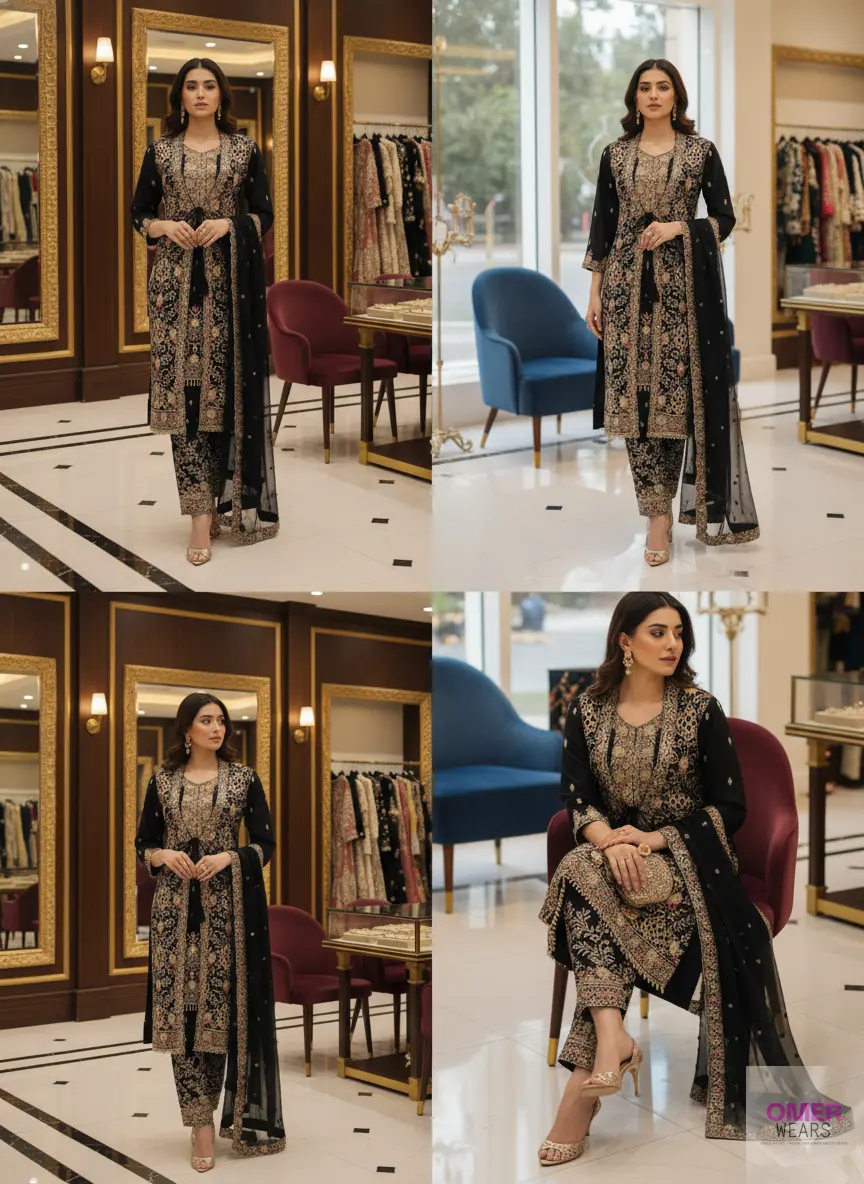 Traditional Pakistani Bridal Suit with Dupatta for Party Wear ✨