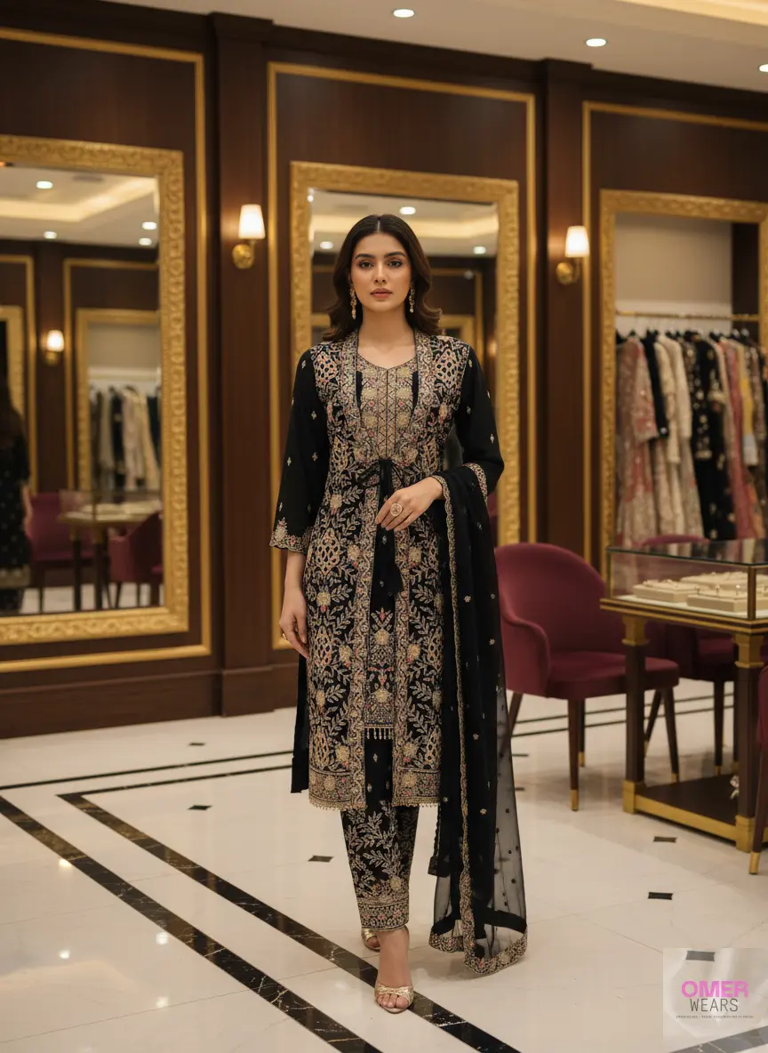 Traditional Pakistani Bridal Suit with Dupatta for Party Wear ✨