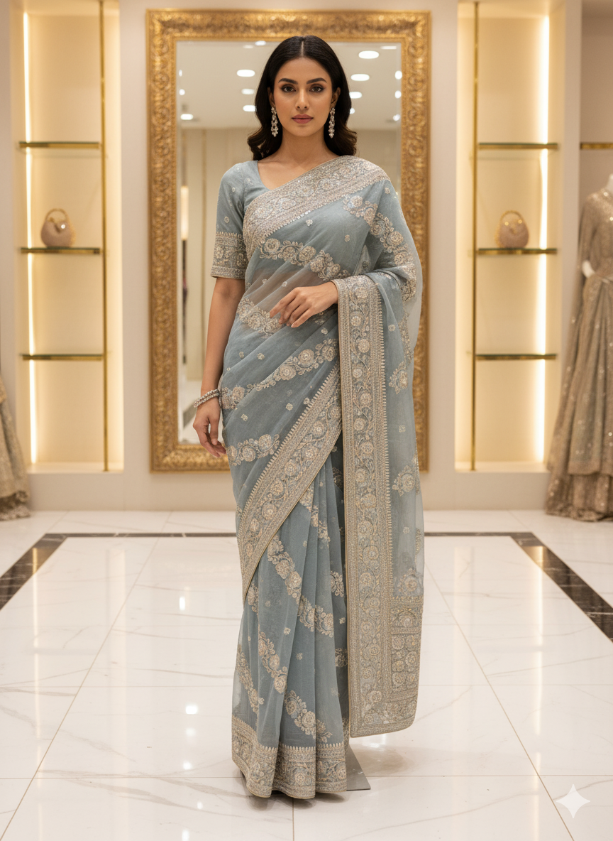 Full Work Party Wear Sarees ✨