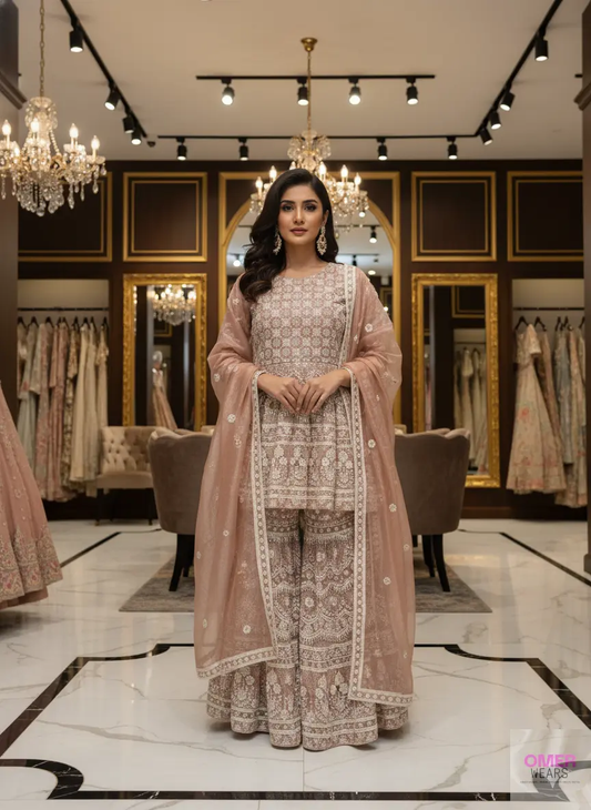 Partywear Semi-Stitched Dress with Embellishments, Thread Work, Zari, and Stone Designs 👗