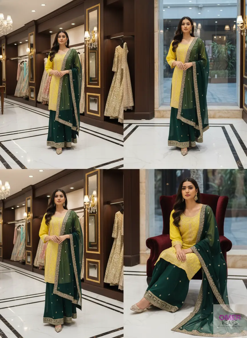 Traditional Pakistani Bridal Suit with Dupatta – Elegant Party Wear ✨