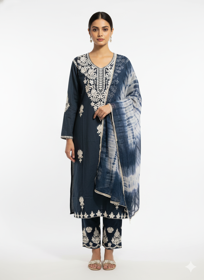 Rayon fabric lucknowi work with plazzo and dupatta 🕊️