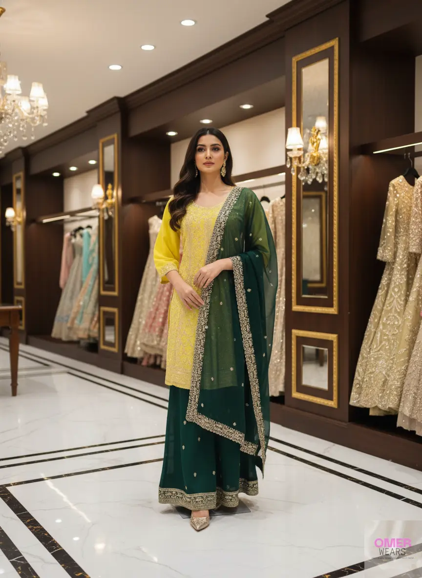 Traditional Pakistani Bridal Suit with Dupatta – Elegant Party Wear ✨