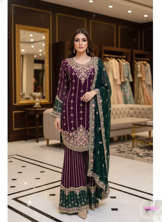 Traditional Pakistani Bridal Suit with Dupatta – Elegant Party Wear ✨