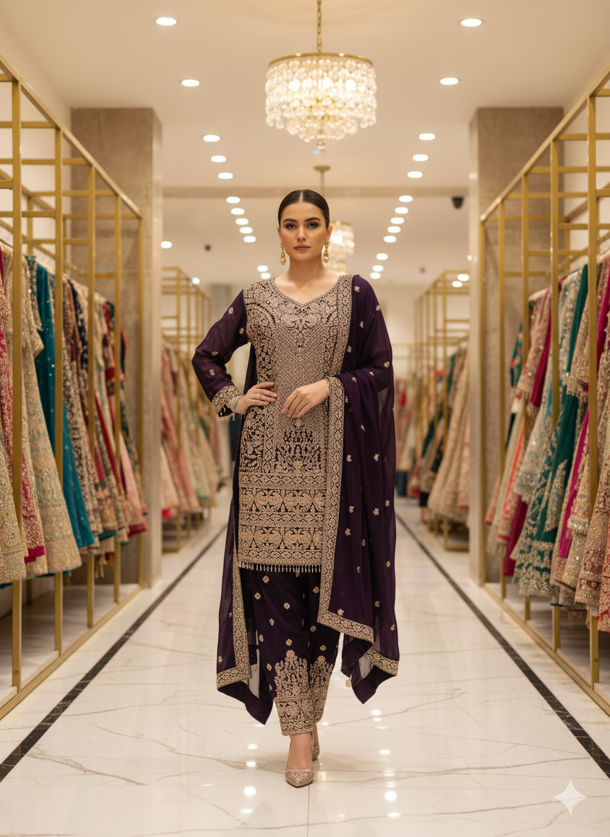 Georgette Fabric Pant with Dupatta Work for Elegant Fashion and Trendy Design