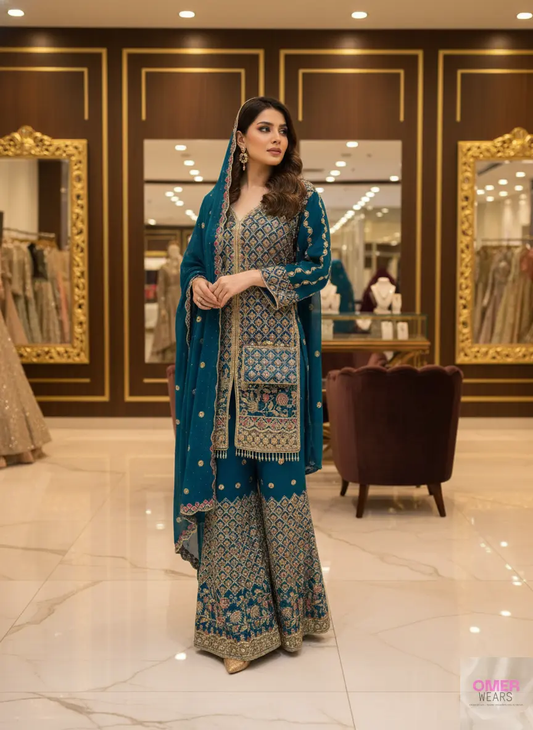 Traditional Pakistani Bridal Suit with Dupatta for Party Wear ✨