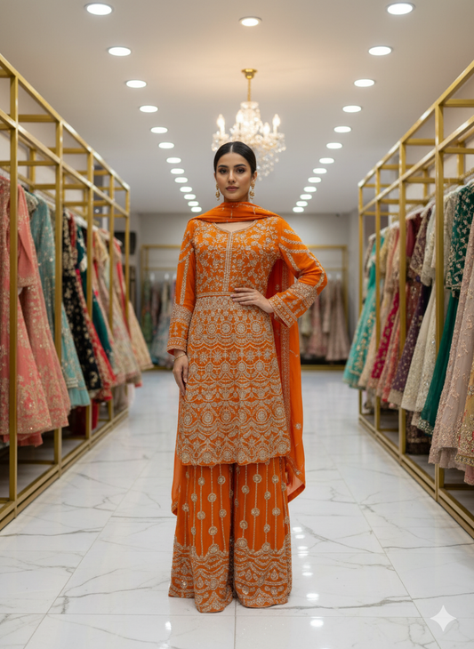 Orange Flared Russian Palazzo 2 –bold and elegant