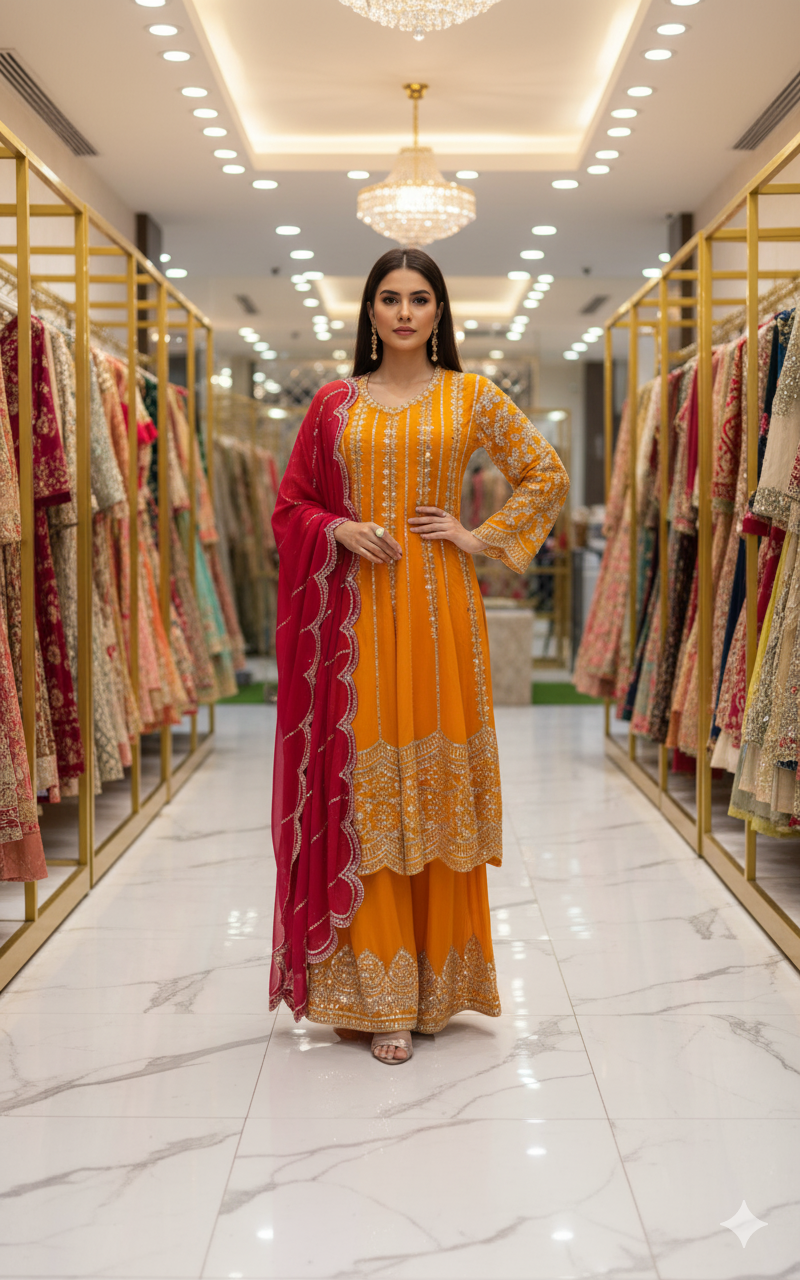 Orange Flared Russian Palazzo – Bold Elegance & Flow