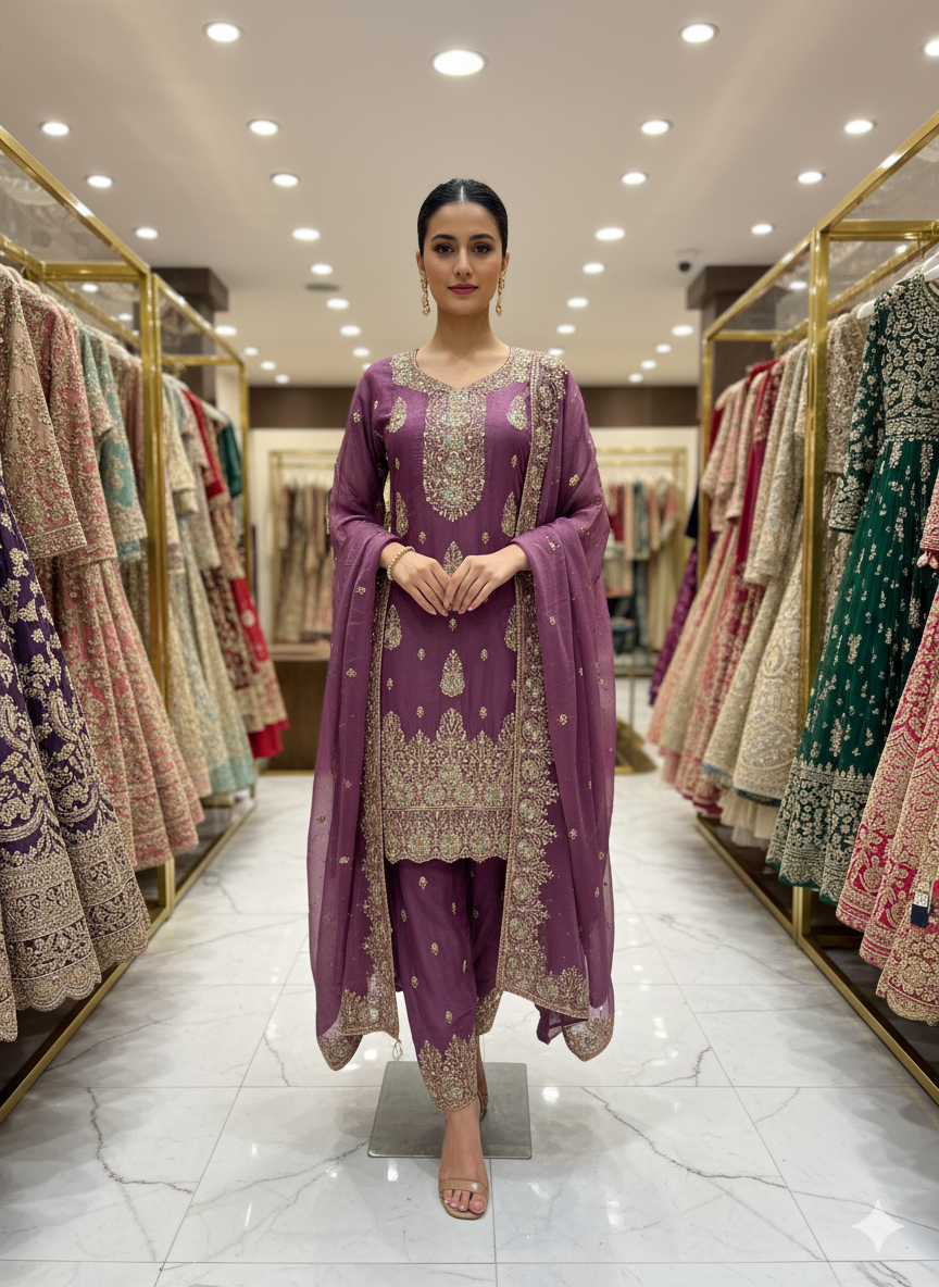 GEORGETTE FABRIC PANT WITH TRENDY DESIGN DUPATTA WORK