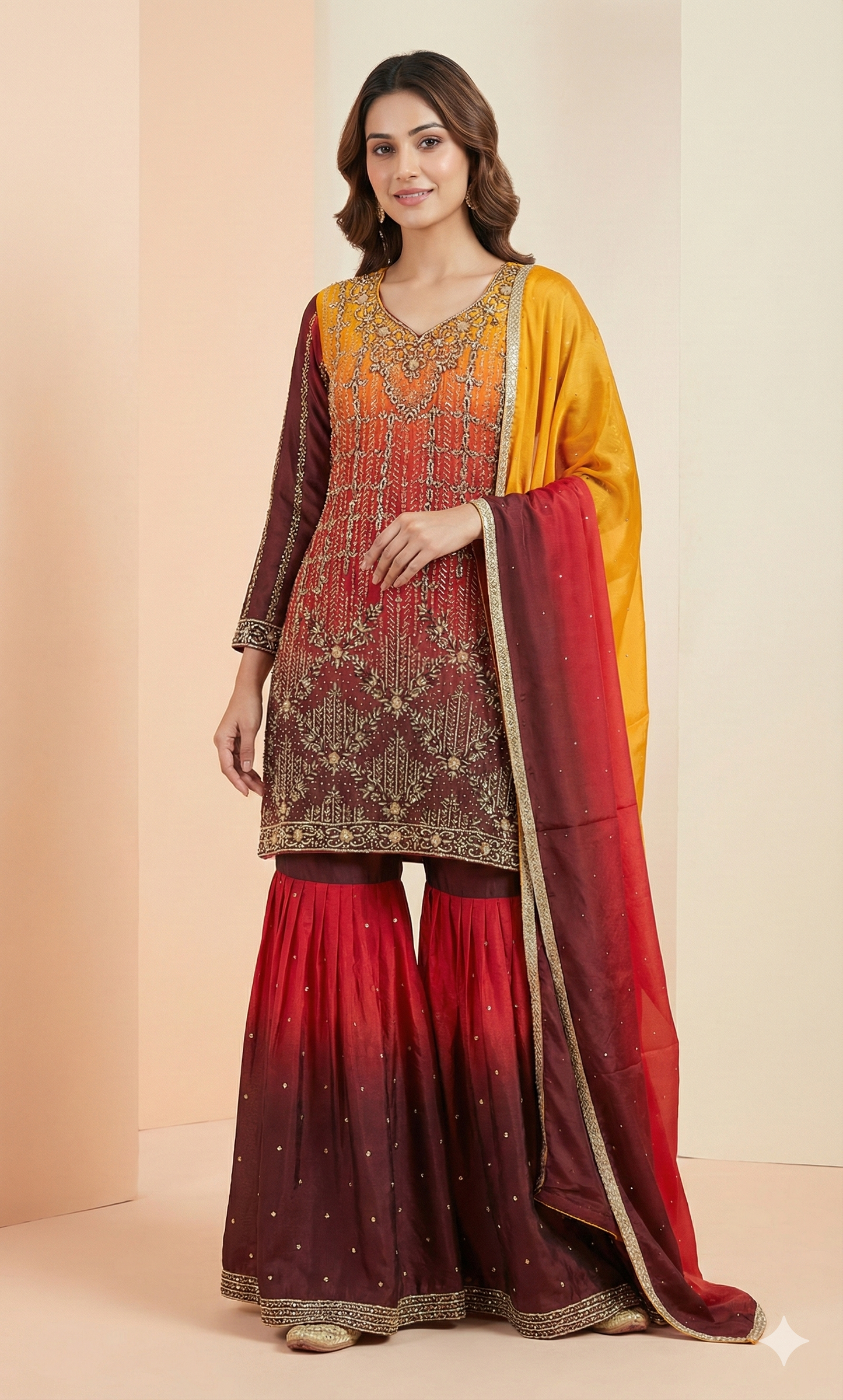 Party Wear Zardozi Gharara | Luxury Handcrafted Festive Dress