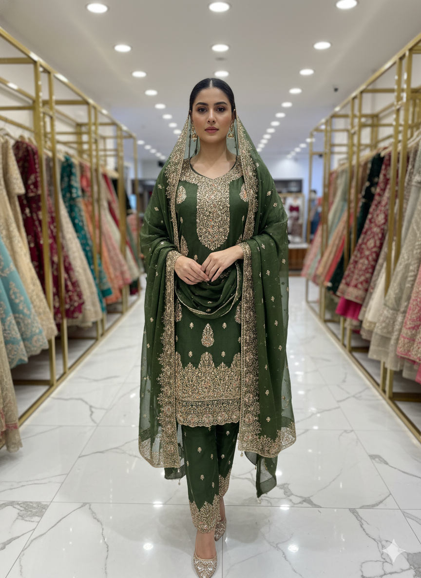 GEORGETTE FABRIC PANT WITH TRENDY DESIGN DUPATTA WORK