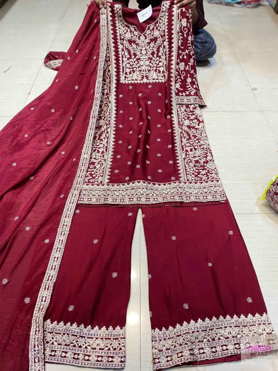 Partywear thread work zari work and stone work embellished designs Semi-Stitched 👗