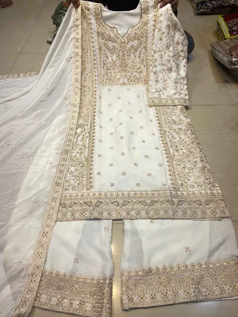 Partywear thread work zari work and stone work embellished designs Semi-Stitched 👗