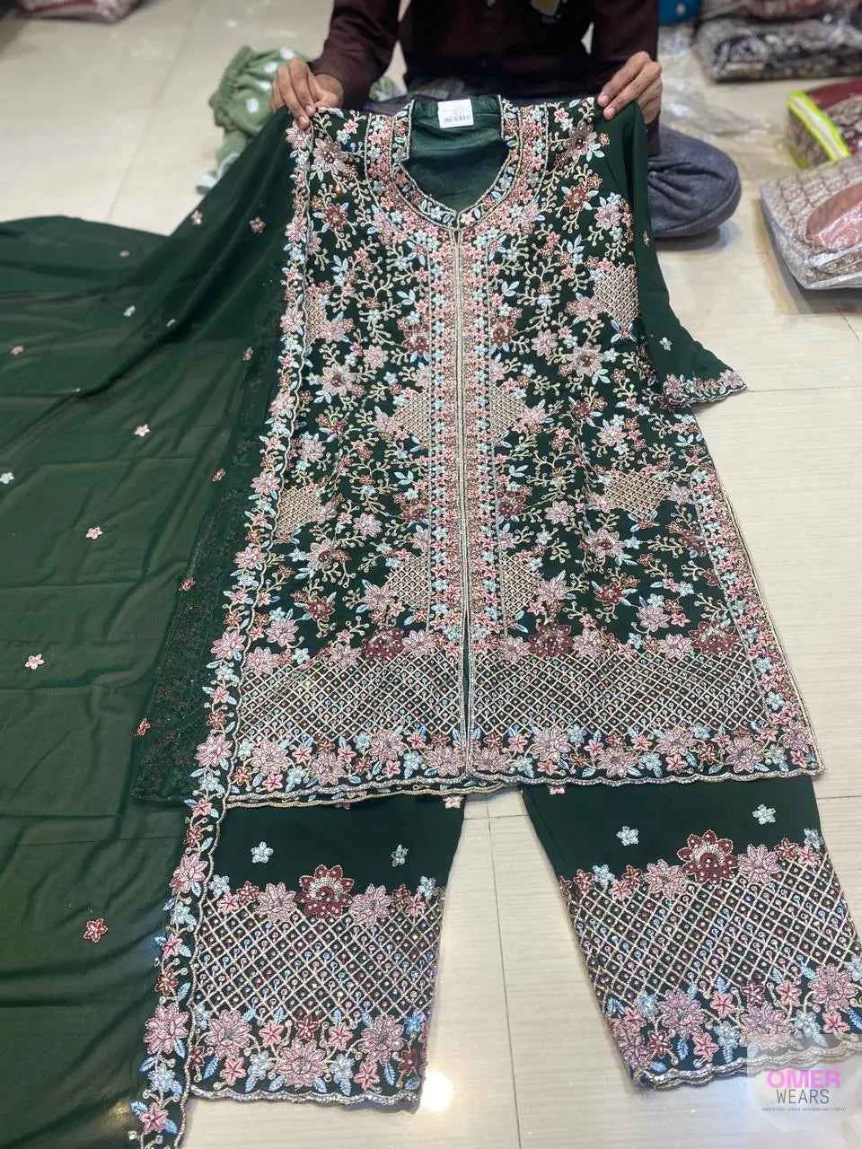 Partywear thread work zari work and stone work embellished designs Semi-Stitched 👗