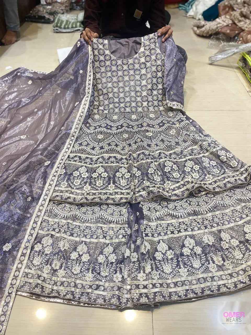 Partywear thread work zari work and stone work embellished designs Semi-Stitched 👗