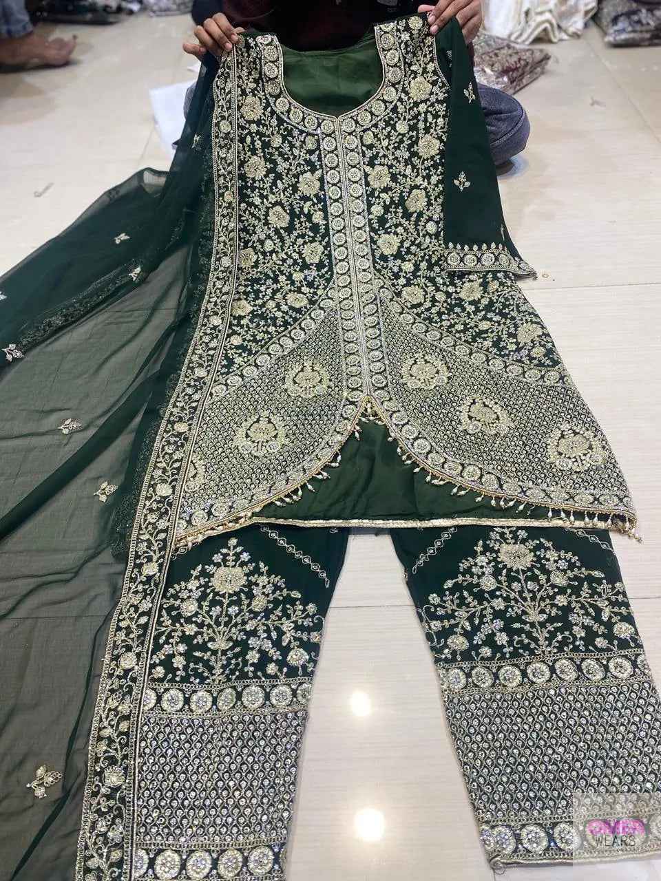 Partywear thread work zari work and stone work embellished designs Semi-Stitched 👗