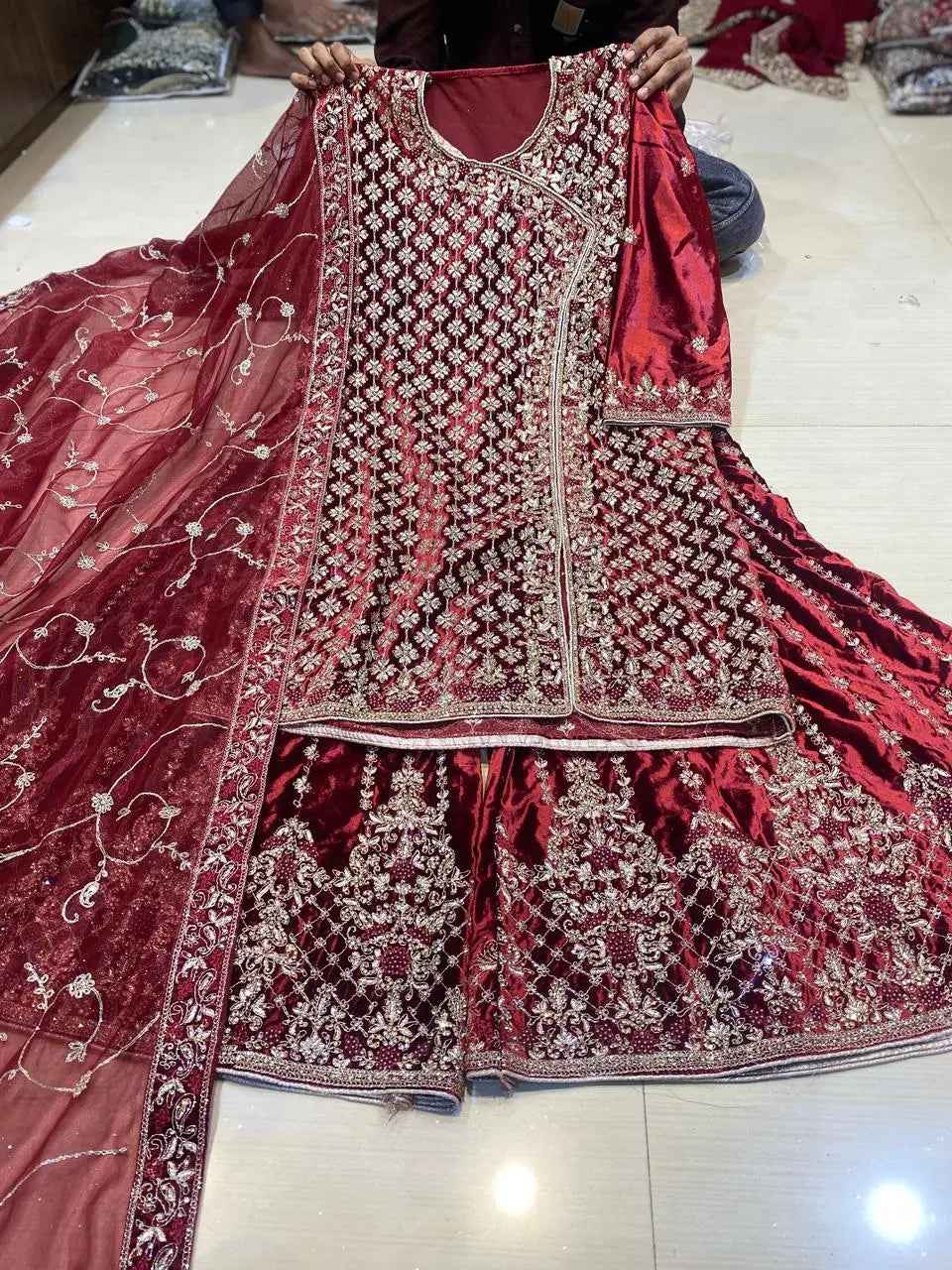 Partywear thread work zari work and stone work embellished designs Semi-Stitched 👗