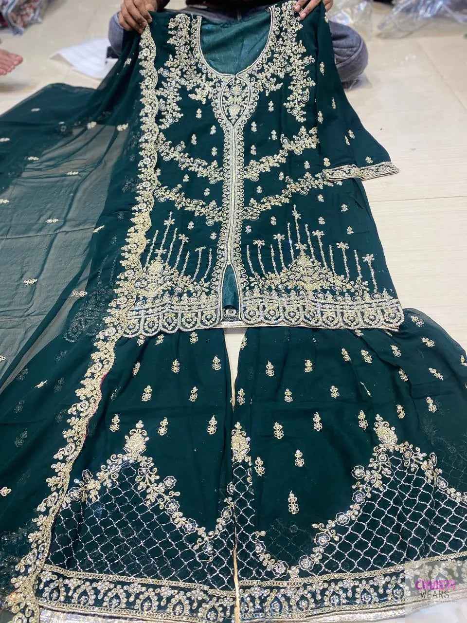Partywear thread work zari work and stone work embellished designs Semi-Stitched 👗