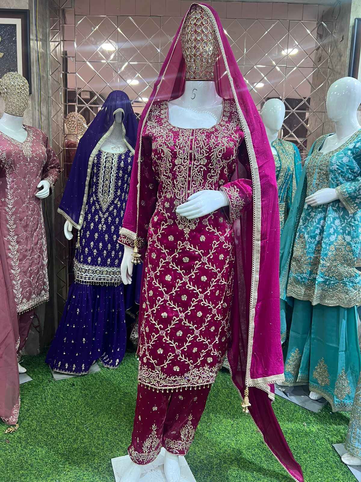 Chinon Beaded Work Dress by OMER WEARS | Stylish Ethnic & Party Wear