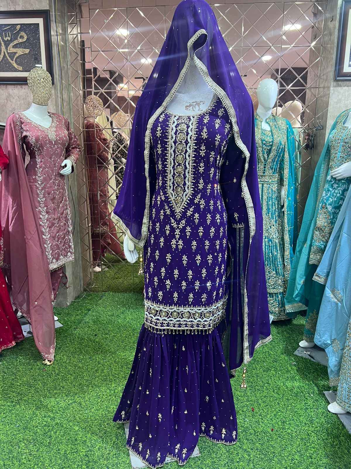 ✨ Chinon Fabric Beads Work Dress | Elegant Ethnic & Party Wear by OMER WEARS