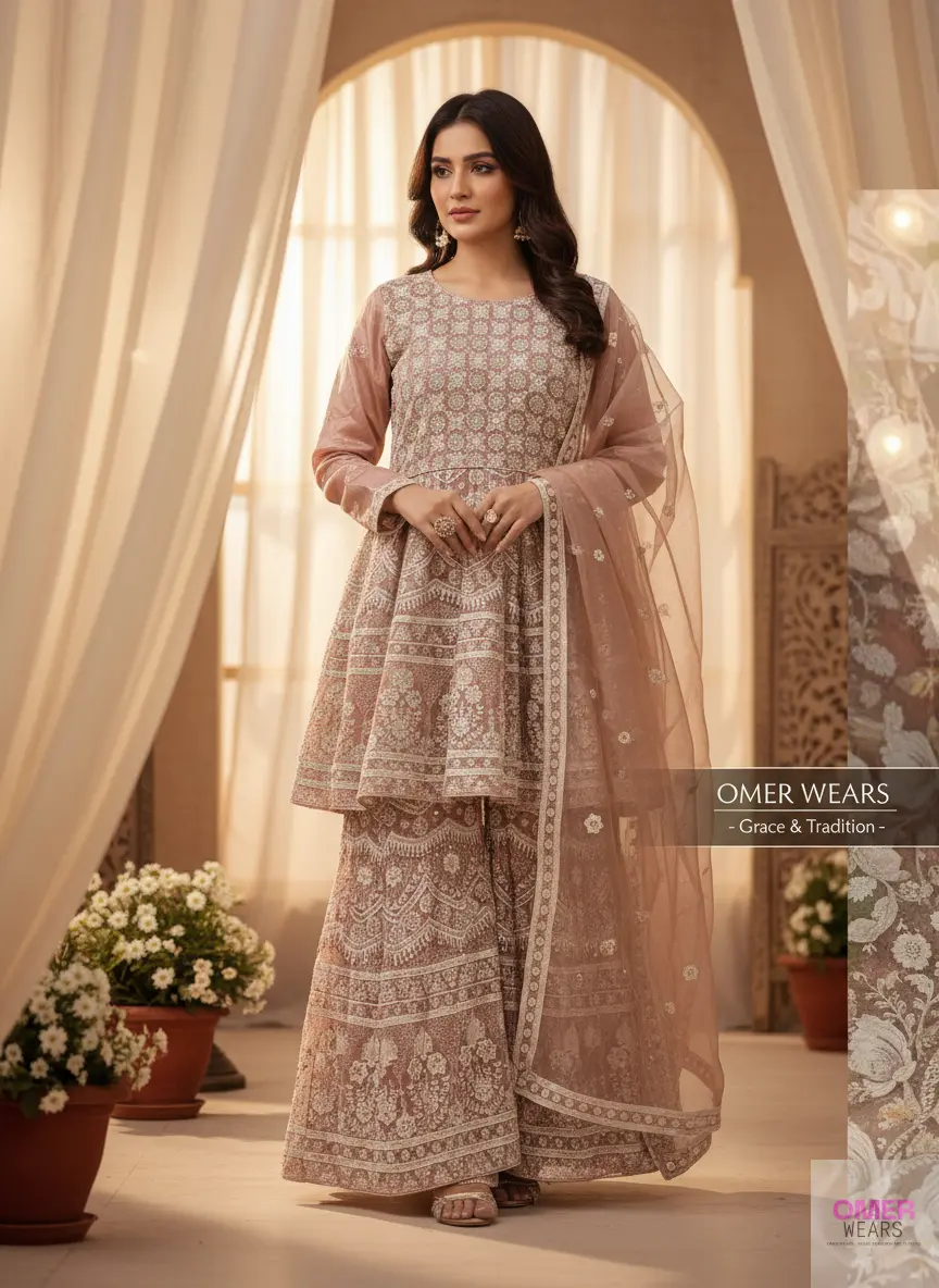 Partywear Semi-Stitched Dress with Embellishments, Thread Work, Zari, and Stone Designs 👗