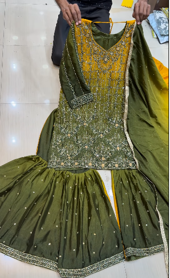 Party Wear Zardozi Gharara | Luxury Handcrafted Festive Dress