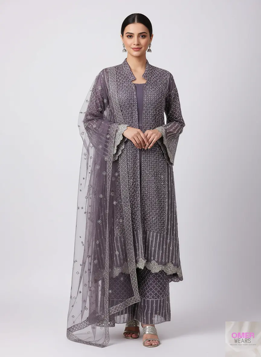 ✨ Elegant Shrug Alina Cut Party Wear with Pant