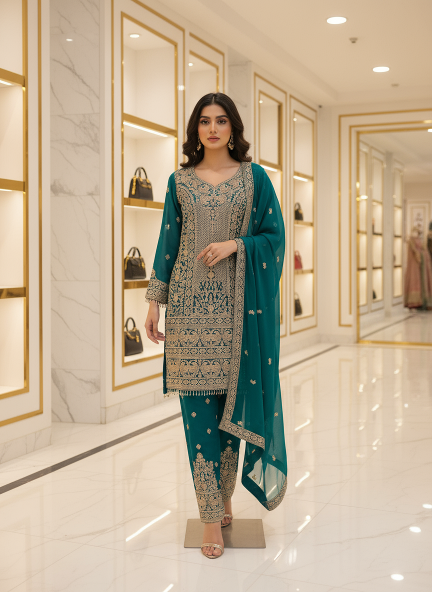 Georgette Fabric Pant with Dupatta Work for Elegant Fashion and Trendy Design