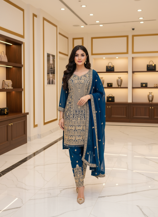 Georgette Fabric Pant with Dupatta Work for Elegant Fashion and Trendy Design