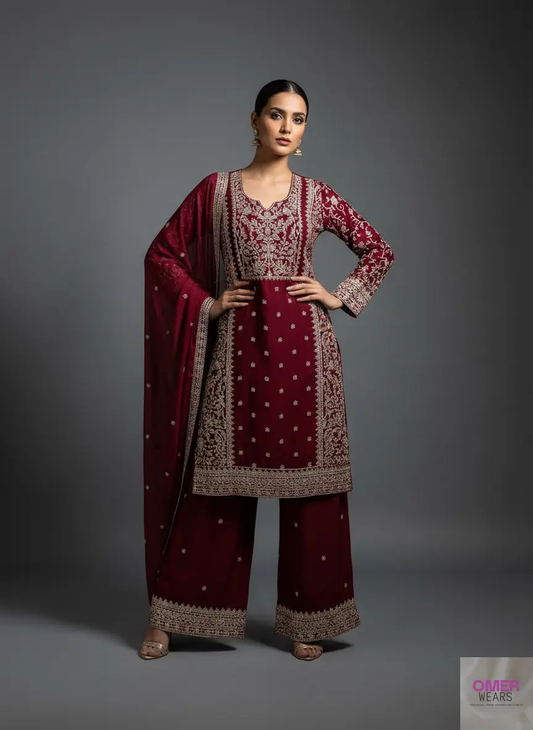 Partywear Semi-Stitched Dress with Thread Work, Zari Work, and Stone Embellishments