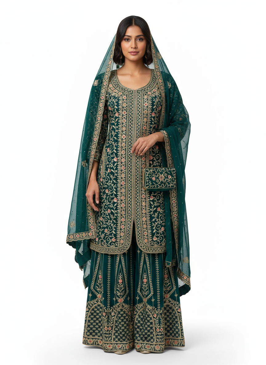 GEORGETTE FABRIC PLAZZO WITH PURSE TRENDY DESIGN DUPATTA