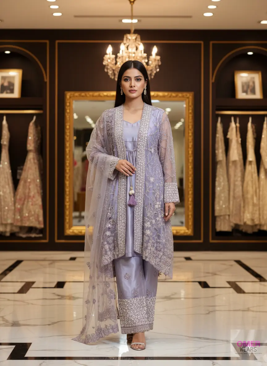 ✨ Elegant Shrug Alina Cut Party Wear with Pant