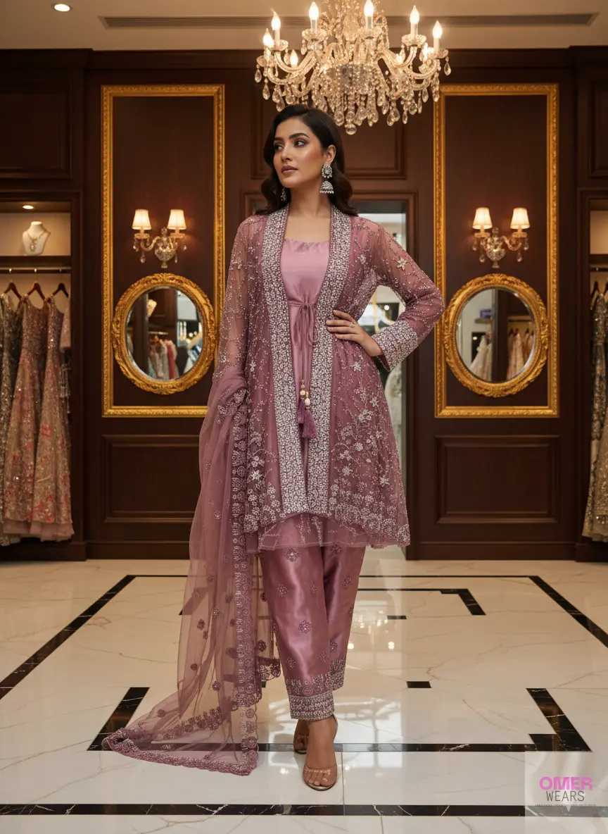 ✨ Elegant Shrug Alina Cut Party Wear with Pant