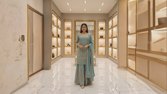 Chinon Fabric Beaded Dress | Elegant Ethnic & Party Wear by OMER WEARS