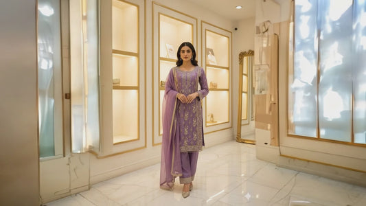 Chinon Fabric Beaded Dress - Elegant Ethnic & Party Wear by OMER WEARS