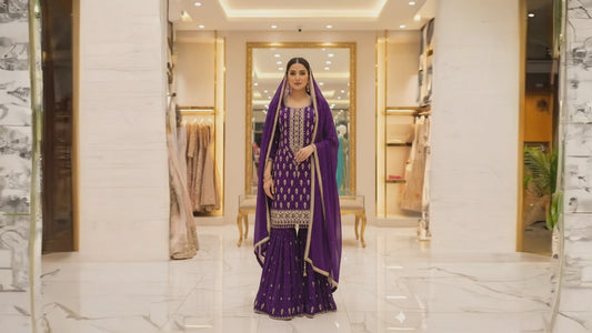 ✨ Chinon Fabric Beads Work Dress | Elegant Ethnic & Party Wear by OMER WEARS