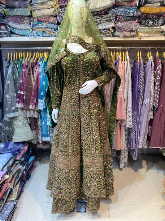 Bridal couture beautiful dresses for the bride green colour 👑