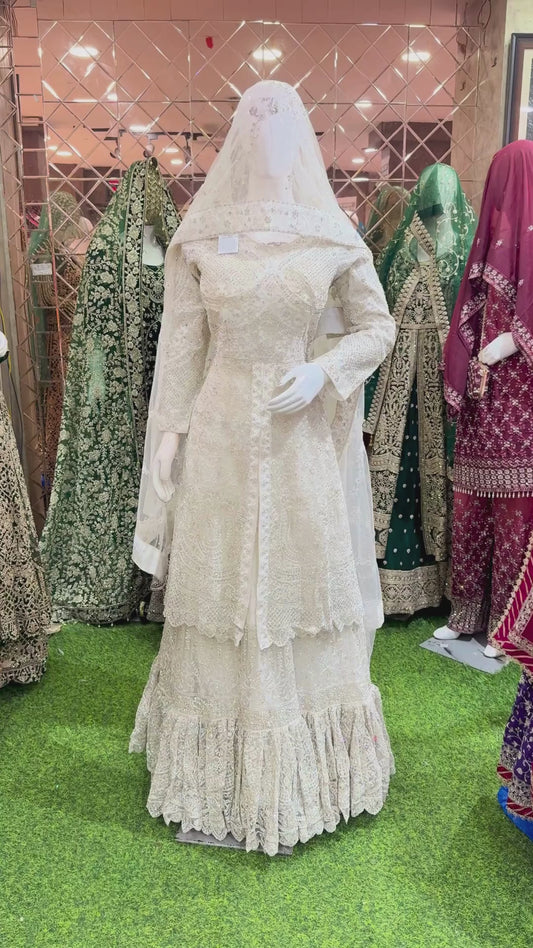 Farshi sharara OFF White colour ✨